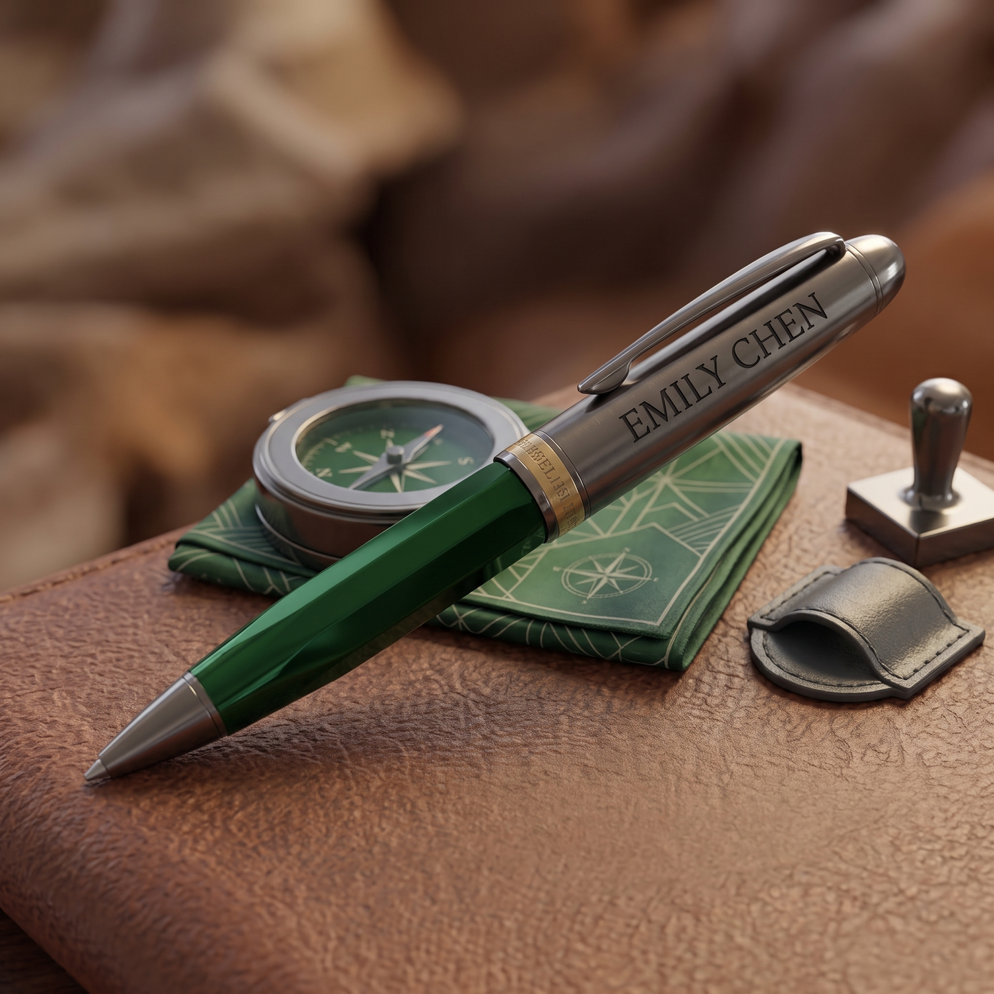 Gepersonaliseerde Emerald & Gunmetal Pen Gift Set – Labelini Edition