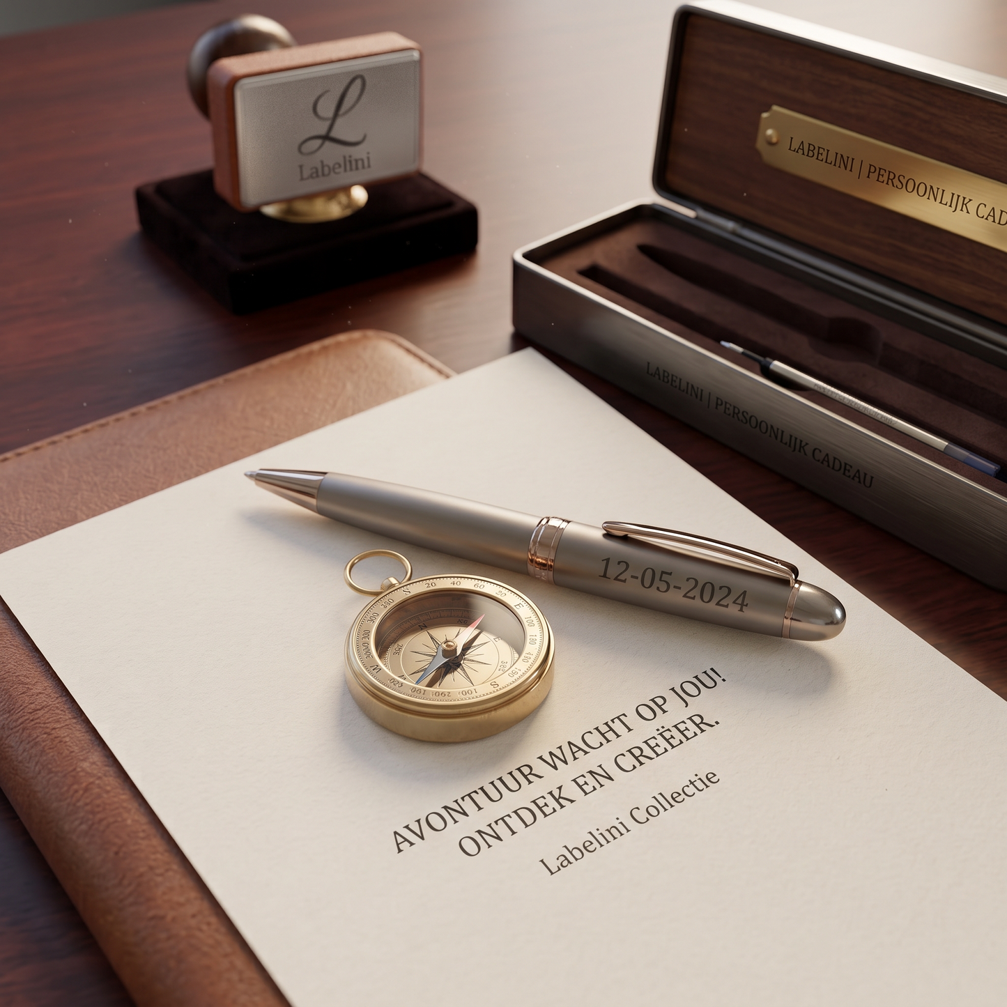 Gepersonaliseerde Pen & Kompas Gift Set – Labelini